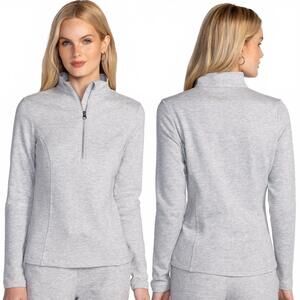 Johnny Was Active Size Small Gray Bee Active Half Zip Mock Neck Sweatshirt